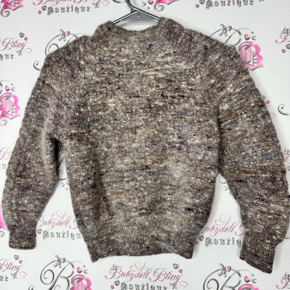 Eaton sweater wool & rabbit hair vintage soft multi color brown white blue boho - Picture 9 of 10